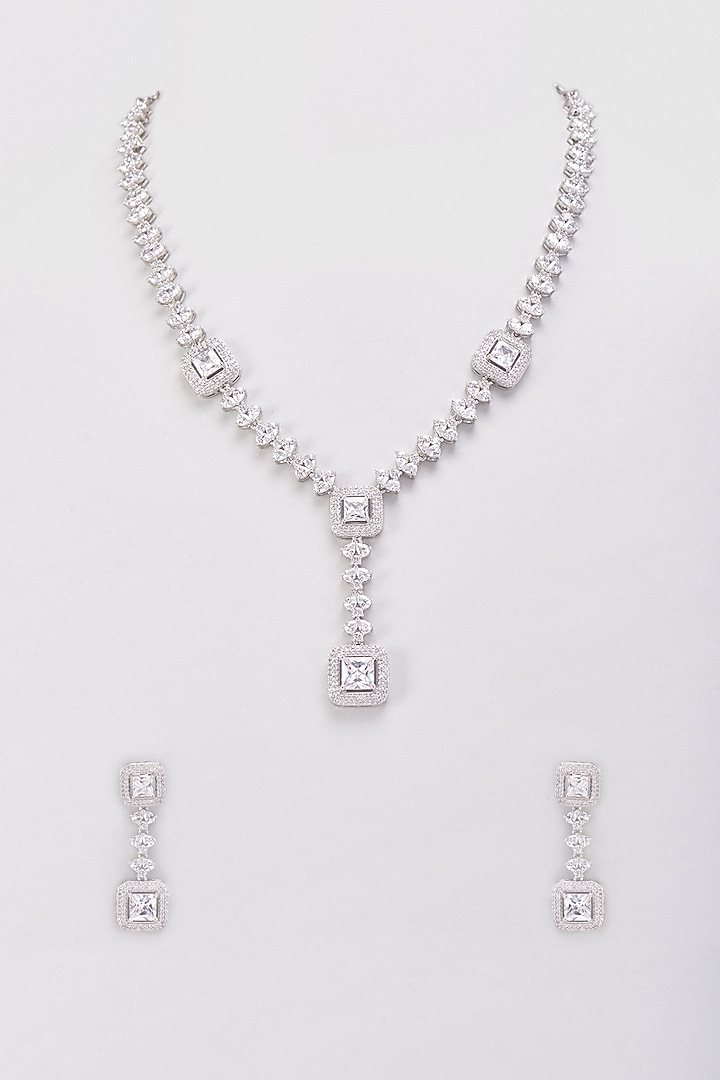 White Finish Zircon Necklace Set by Aster at Pernia's Pop Up Shop
