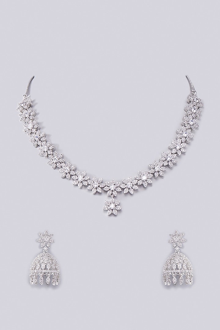 White Finish Zircon Necklace Set by Aster at Pernia's Pop Up Shop