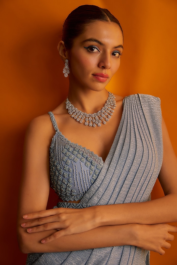 White Finish Zircon Necklace Set by Aster at Pernia's Pop Up Shop