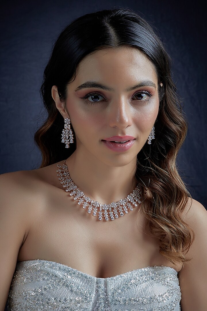 Rose Gold Finish Zircon Necklace Set by Aster at Pernia's Pop Up Shop