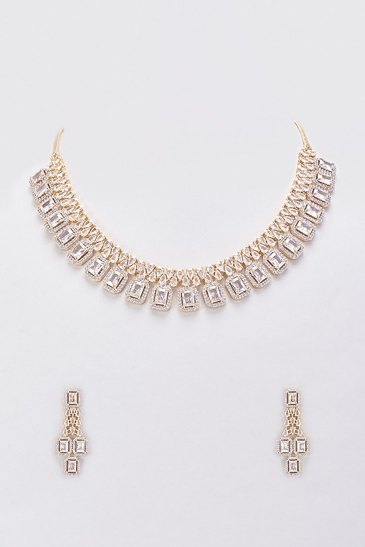 Rose Gold Finish Zircon Necklace Set by Aster at Pernia's Pop Up Shop