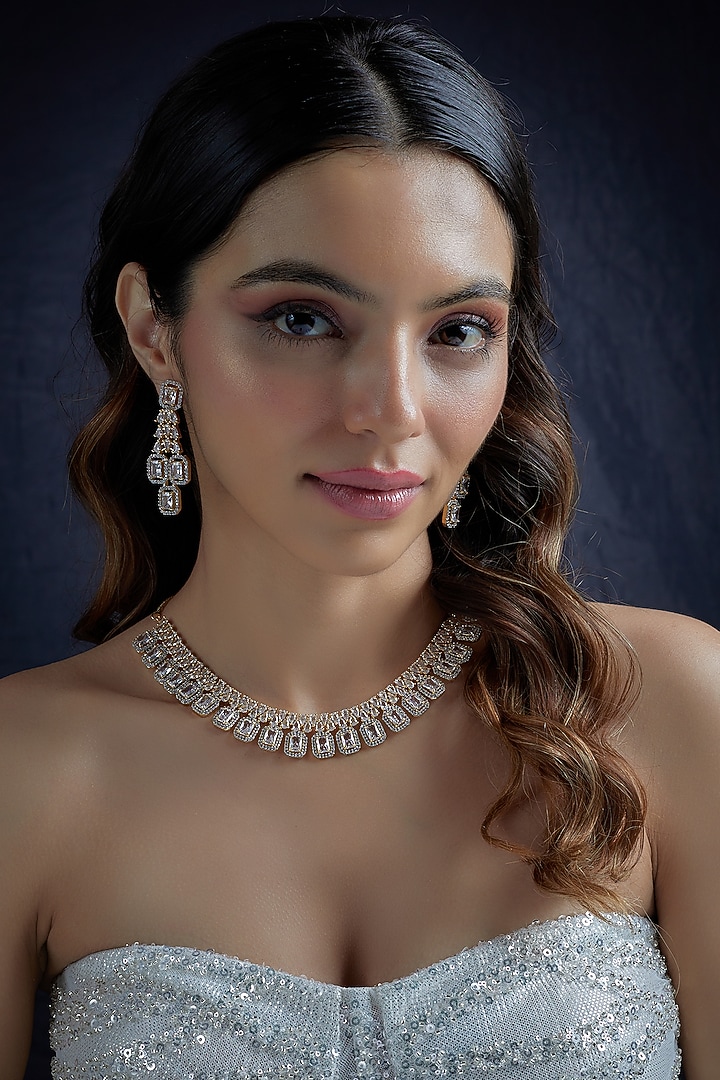 Rose Gold Finish Zircon Necklace Set by Aster at Pernia's Pop Up Shop
