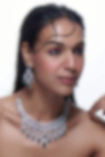 White Finish Synthetic Emerald Stone & Zircon Necklace Set by Aster at Pernia's Pop Up Shop