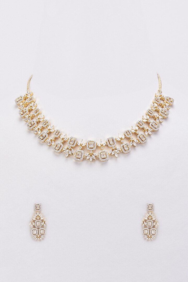 Gold Finish Zircon Necklace Set by Aster at Pernia's Pop Up Shop