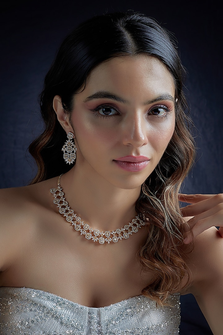 Gold Finish Zircon Necklace Set by Aster at Pernia's Pop Up Shop
