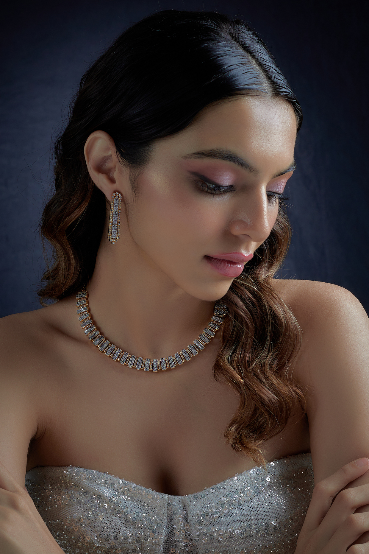 Gold Finish Zircon Necklace Set by Aster at Pernia's Pop Up Shop