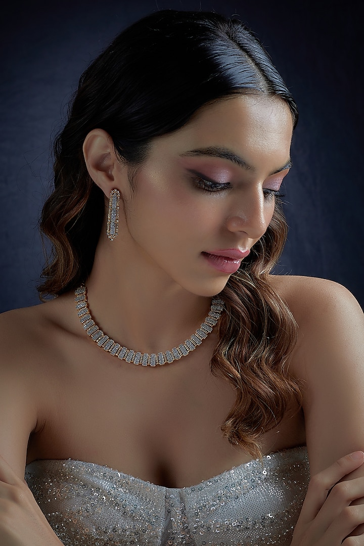 Gold Finish Zircon Necklace Set by Aster at Pernia's Pop Up Shop