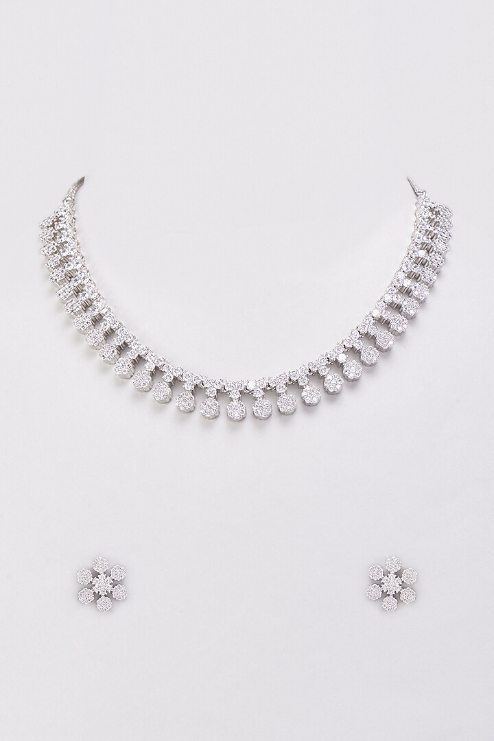 White Finish Zircon Necklace Set by Aster at Pernia's Pop Up Shop