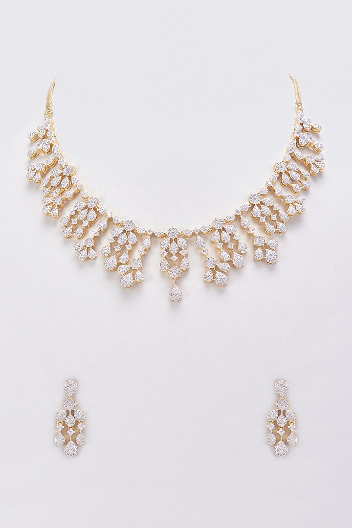 Gold Finish Zircons Necklace Set by Aster at Pernia's Pop Up Shop