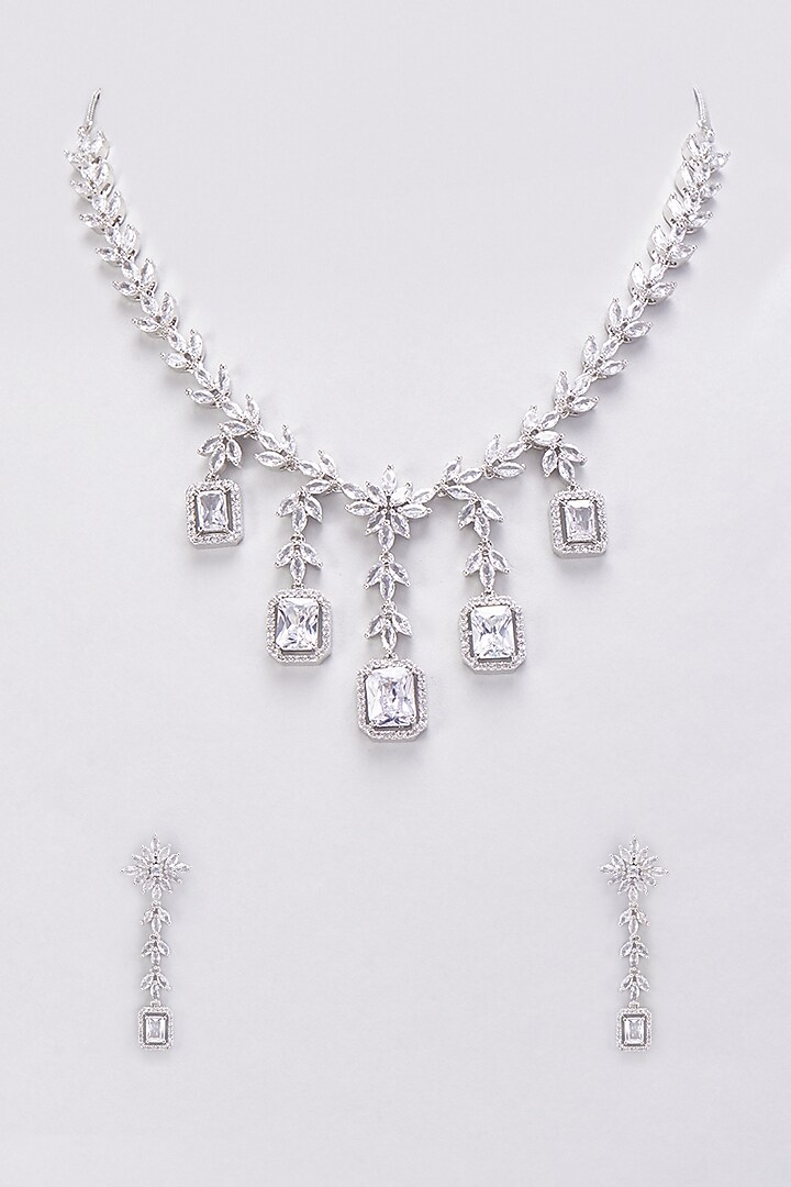 White Finish Zircon Necklace Set by Aster at Pernia's Pop Up Shop