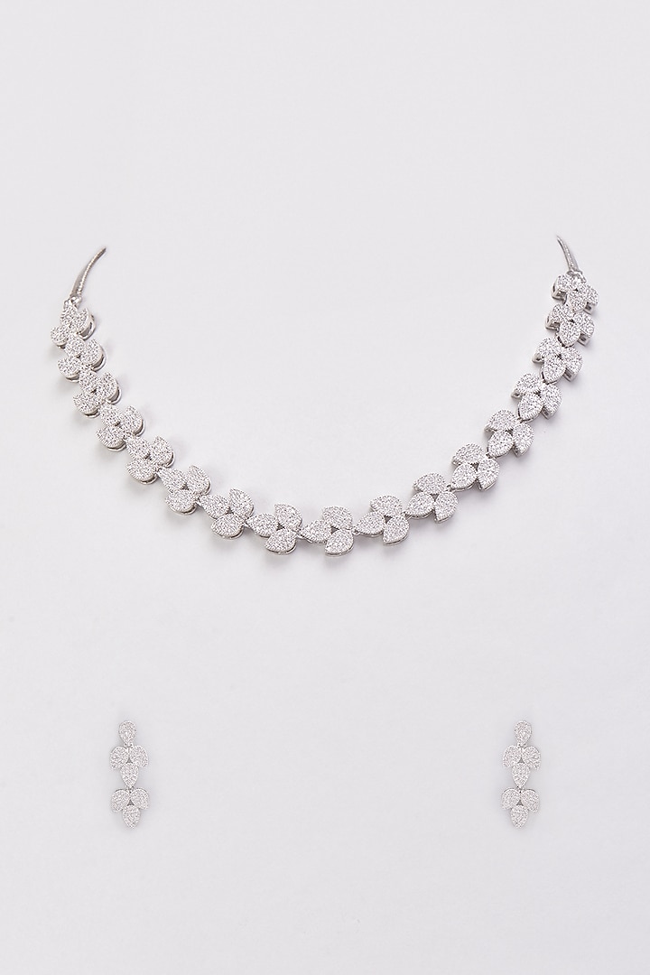White Finish Zircon Necklace Set by Aster at Pernia's Pop Up Shop