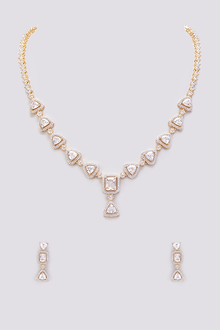 Gold Finish Zircon Necklace Set by Aster at Pernia's Pop Up Shop