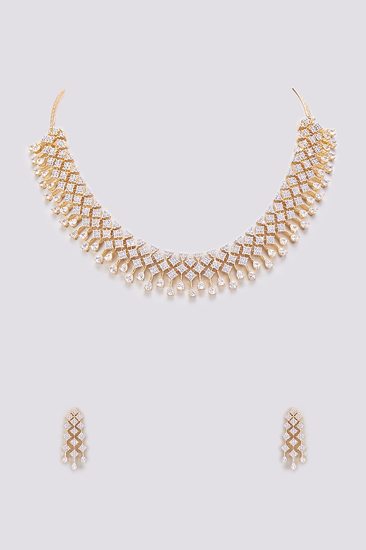 Gold Finish Zircon Necklace Set by Aster at Pernia's Pop Up Shop