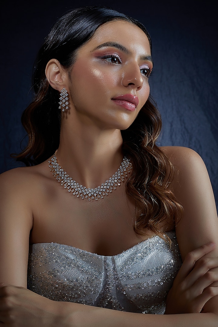 Gold Finish Zircon Necklace Set by Aster at Pernia's Pop Up Shop