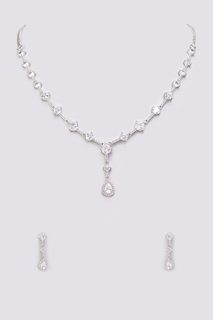 White Finish Zircon Necklace Set by Aster at Pernia's Pop Up Shop