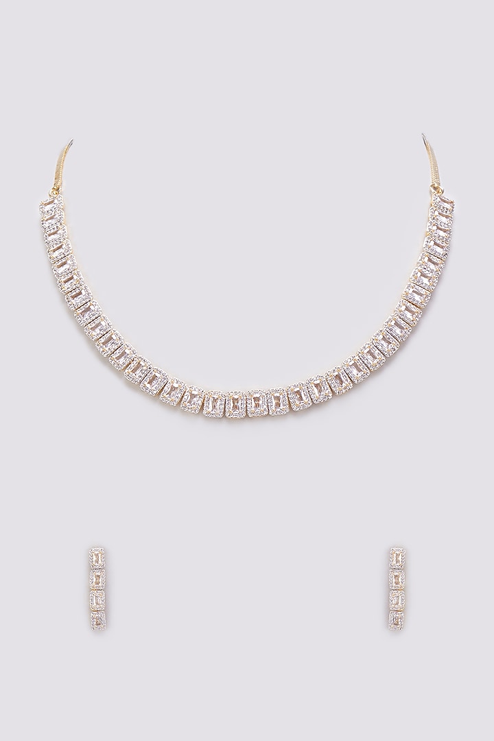 White Finish Zircon Necklace Set by Aster at Pernia's Pop Up Shop
