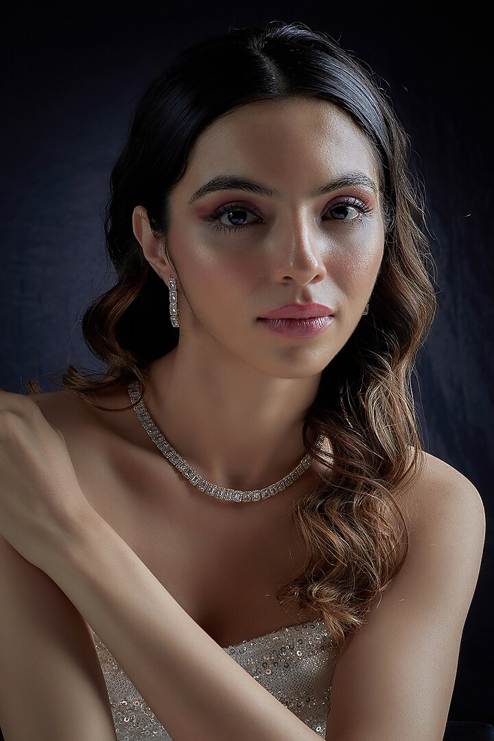 White Finish Zircon Necklace Set by Aster at Pernia's Pop Up Shop