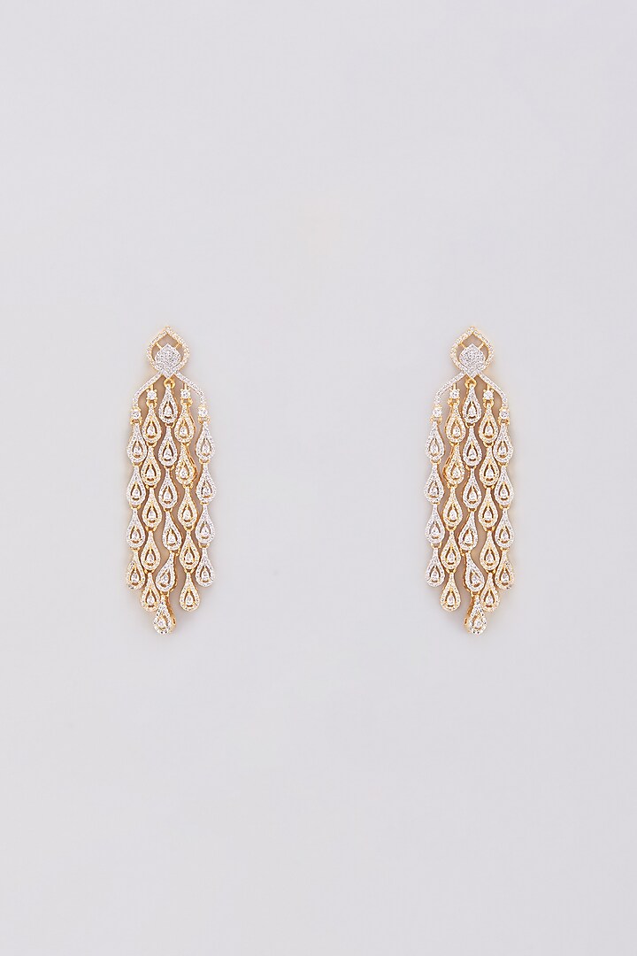 Gold Finish Zircon Dangler Earrings by Aster at Pernia's Pop Up Shop