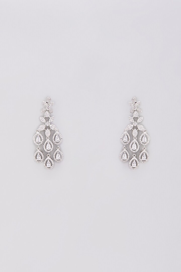 White finish Zircon Dangler Earrings by Aster at Pernia's Pop Up Shop