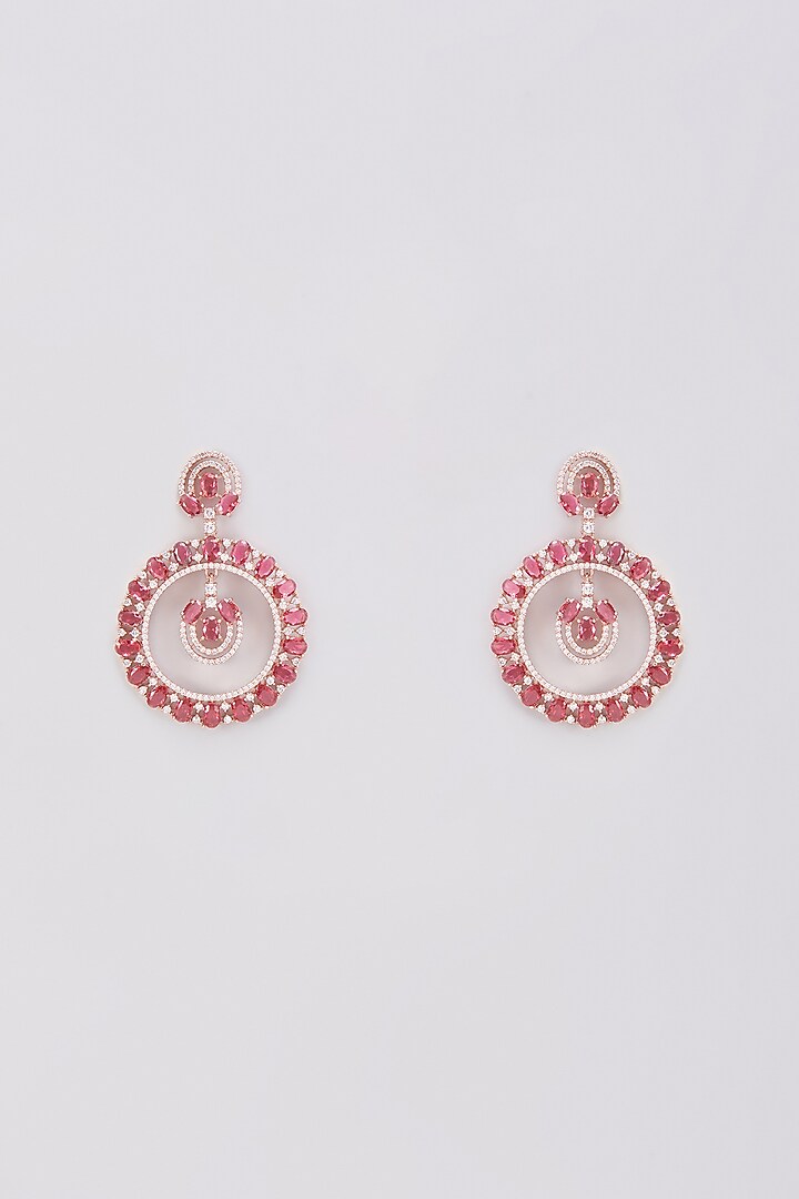 White Finish Ruby & Zircon Dangler Earrings by Aster at Pernia's Pop Up Shop