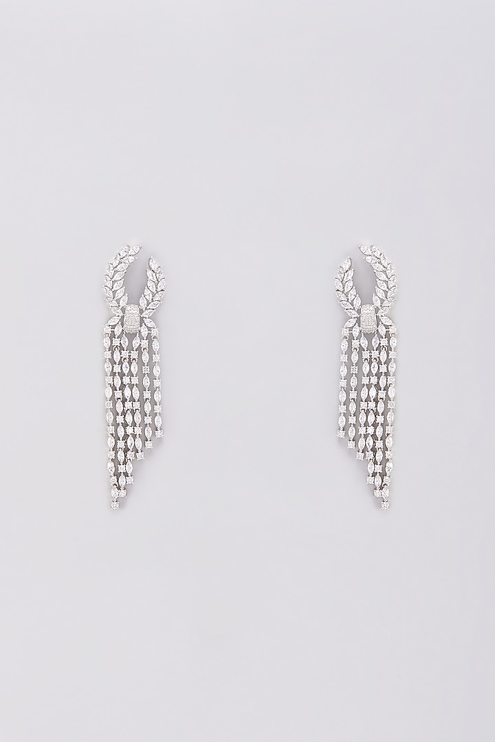 White Finish Zircon Dangler Earrings by Aster at Pernia's Pop Up Shop