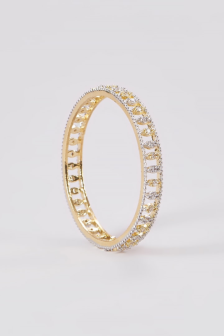 Gold Finish Zircon Bangles (Set of 2) by Aster at Pernia's Pop Up Shop