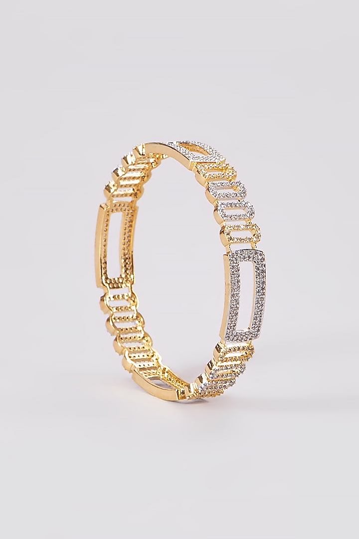 Gold Finish Zircon Bangles (Set of 2) by Aster at Pernia's Pop Up Shop