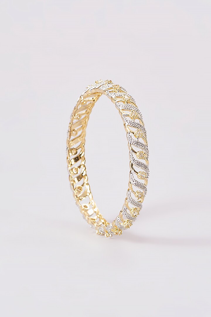 Gold Finish Zircon Bangles (Set of 2) by Aster at Pernia's Pop Up Shop