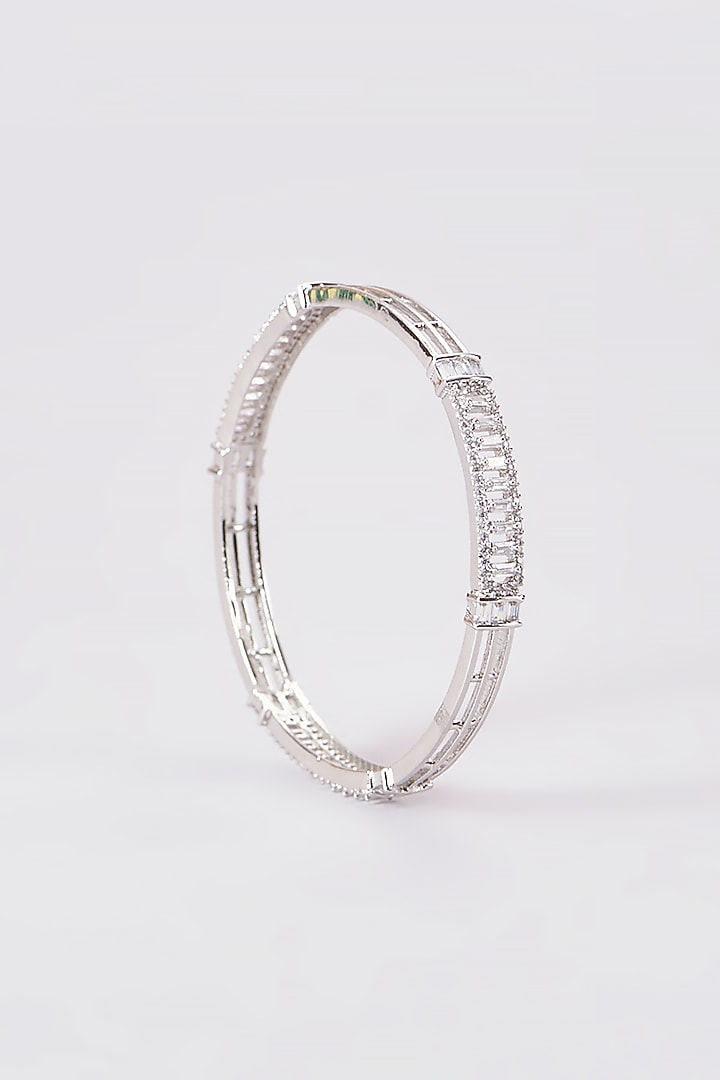White Finish Zircon Bangles (Set of 2) by Aster at Pernia's Pop Up Shop