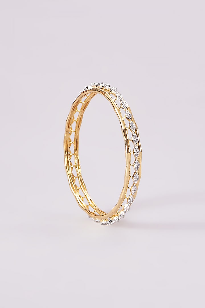 Gold Finish Zircon Bangles (Set of 2) by Aster at Pernia's Pop Up Shop