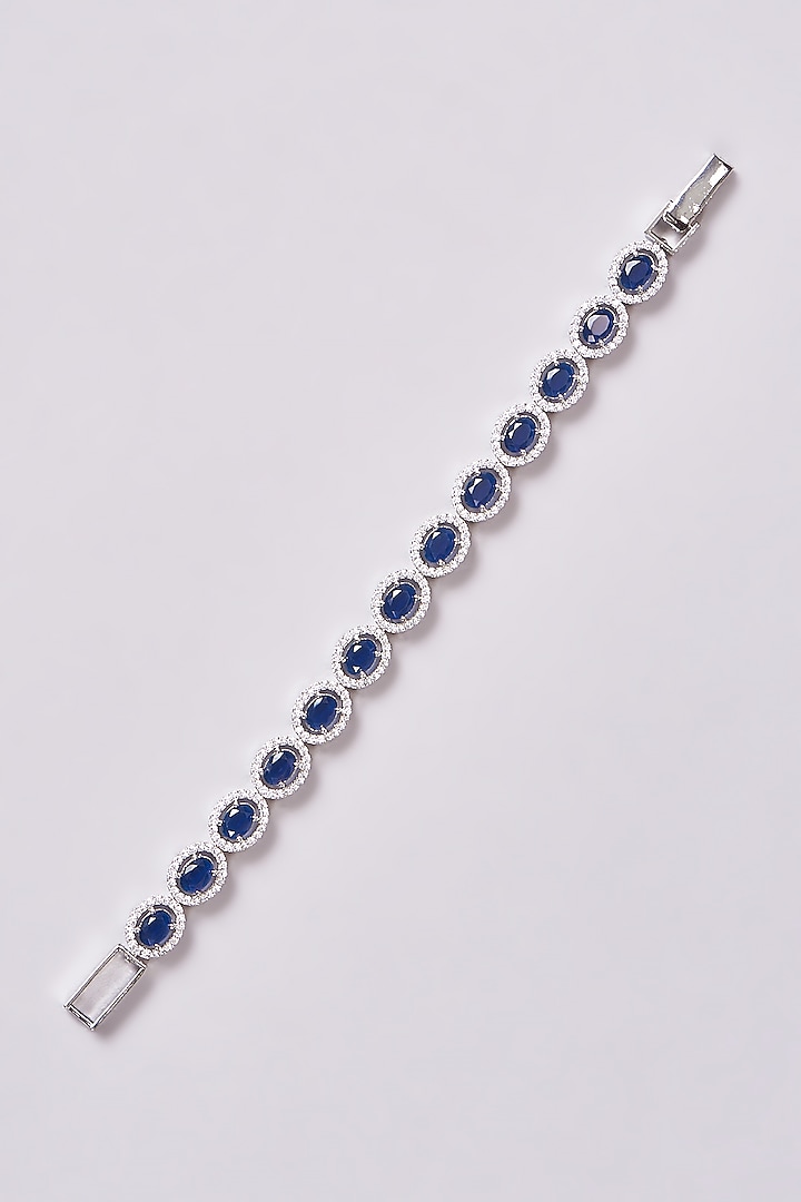 White Finish Zircon & Blue Stone Bracelet by Aster at Pernia's Pop Up Shop