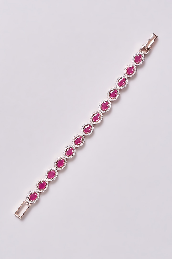 Rose Gold Finish Zircon & Pink Stone Bracelet by Aster