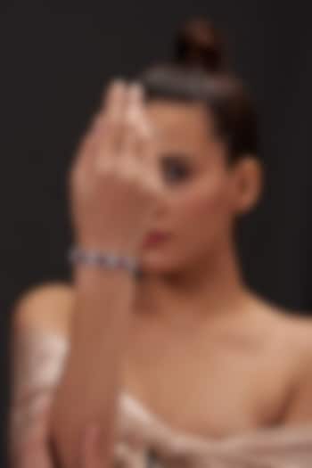 White Finish Zircon & Pink Stone Bracelet by Aster at Pernia's Pop Up Shop