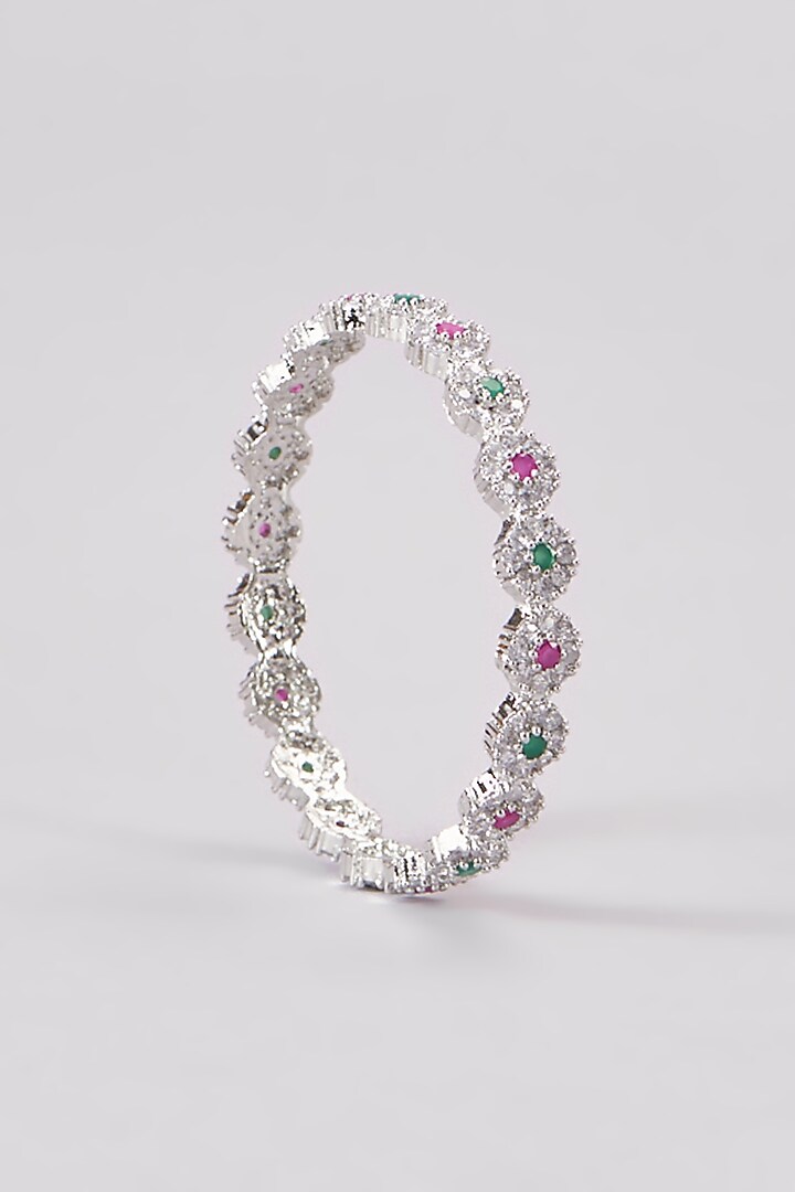White Finish Zircon Bangles (Set Of 2) by Aster at Pernia's Pop Up Shop