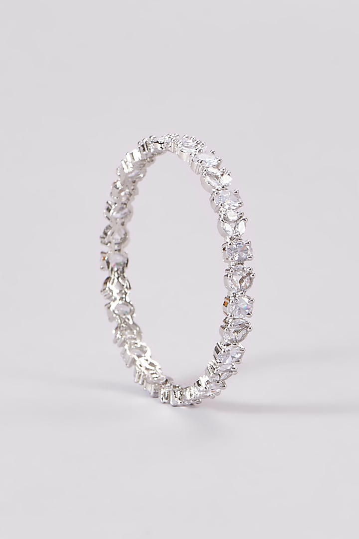 White Finish Zircon Bangles (Set Of 2) by Aster at Pernia's Pop Up Shop