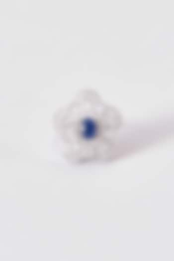 White Finish Zircon & Blue Stone Ring by Aster at Pernia's Pop Up Shop