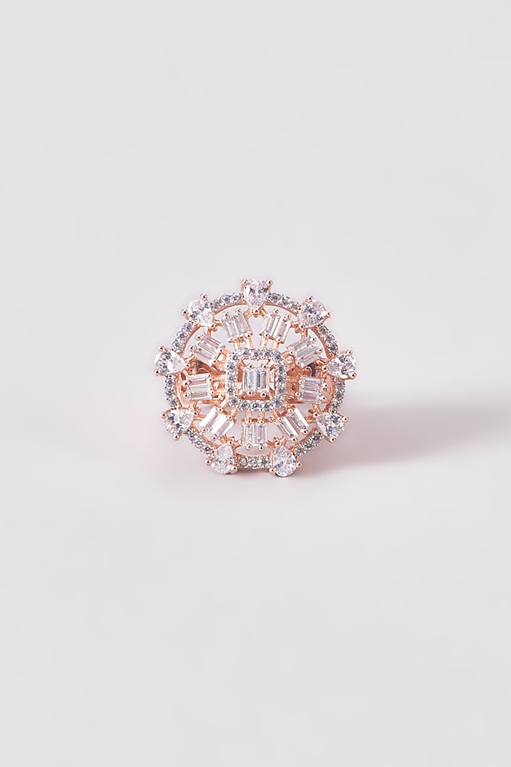 Rose Gold Finish Zircon Ring by Aster at Pernia's Pop Up Shop