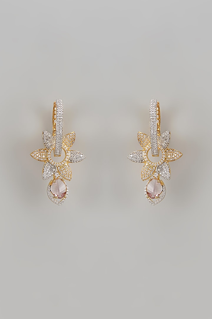 Rose Gold Finish Zircon Dangler Earrings by Aster