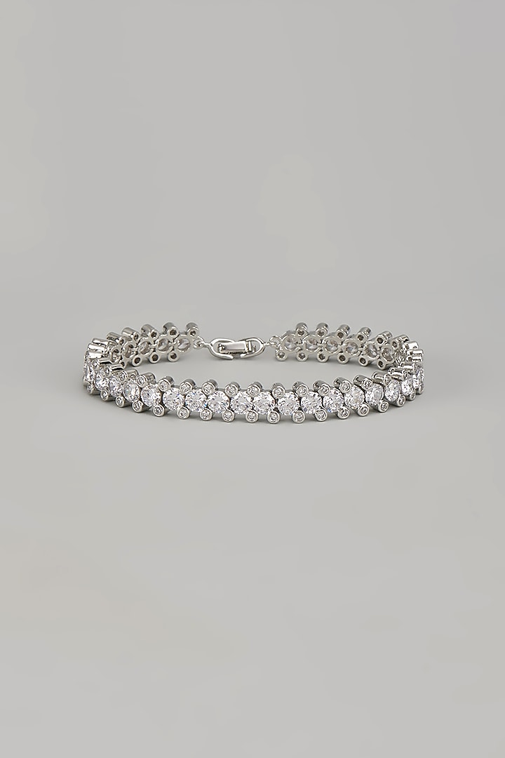 White Finish Finish Zircon Bracelet by Aster