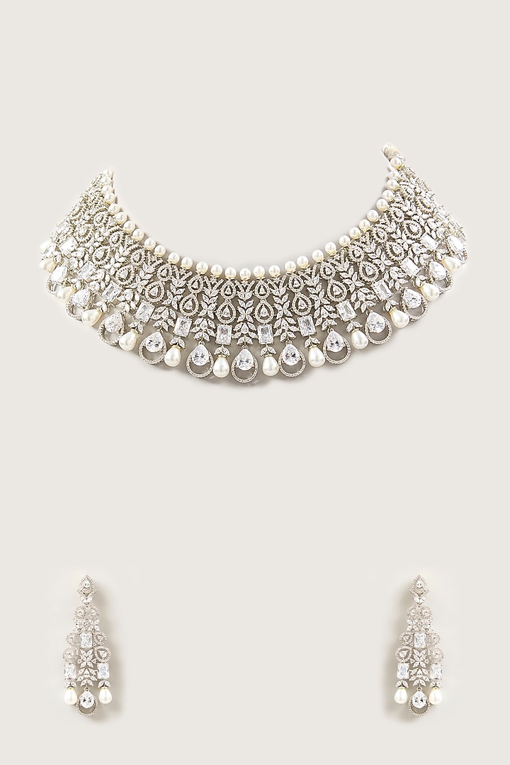 White Finish Zircon Necklace by Aster at Pernia's Pop Up Shop