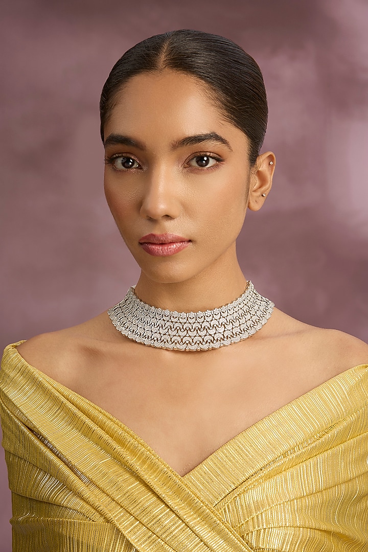 White Finish White Stone Necklace by Aster at Pernia's Pop Up Shop