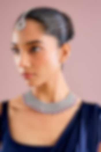 White Finish Ruby Stone Necklace With Maangtikka by Aster at Pernia's Pop Up Shop
