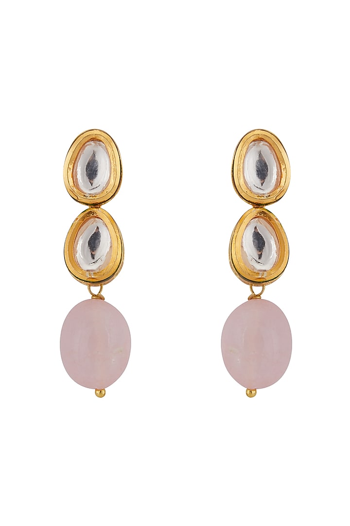 Gold Finish Pink Stone Mala Necklace Set by Aster at Pernia's Pop Up Shop