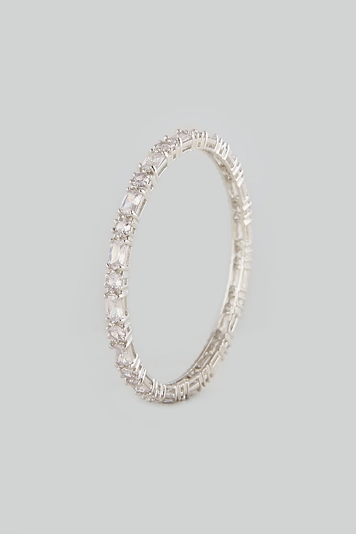 White Finish Zircon Bangles (Set Of 2) by Aster