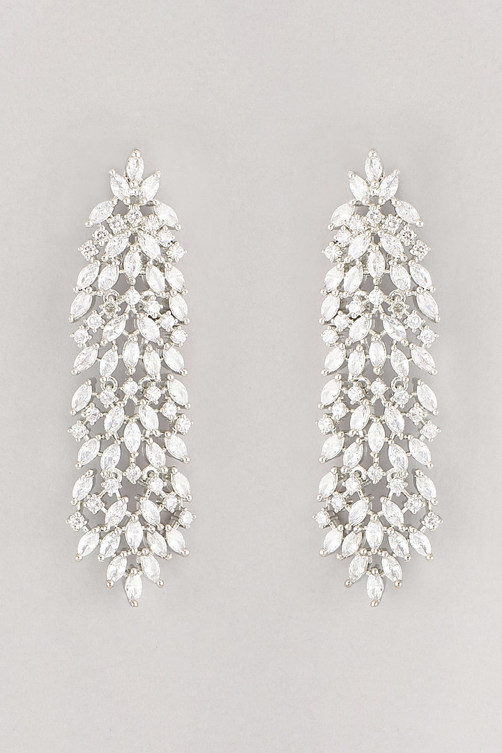 White Finish Zircon Earrings by Aster at Pernia's Pop Up Shop