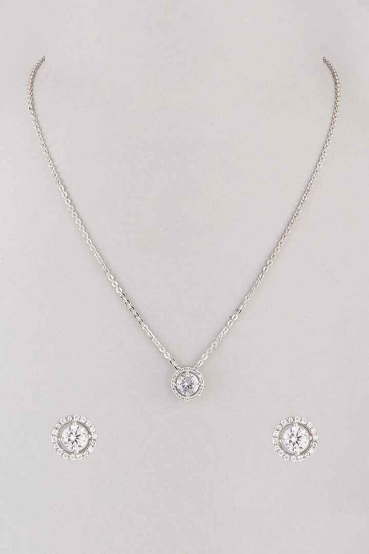 White Finish Faux Diamond Necklace Set by Aster at Pernia's Pop Up Shop