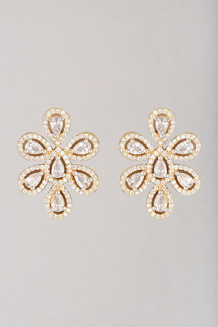 Gold Finish Zircon Earrings by Aster at Pernia's Pop Up Shop