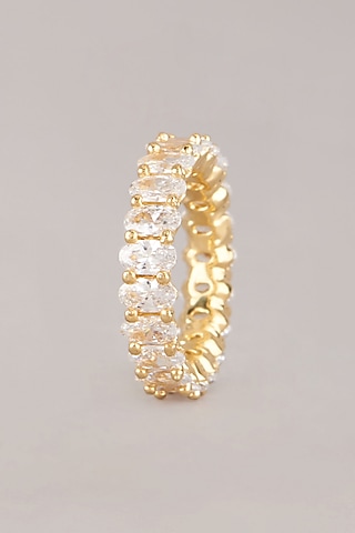Gold Finish Zircon Stackable Ring by Aster