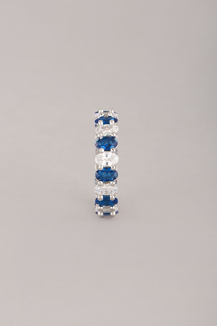 White Finish Blue Faux Diamond Stackable Ring by Aster at Pernia's Pop Up Shop