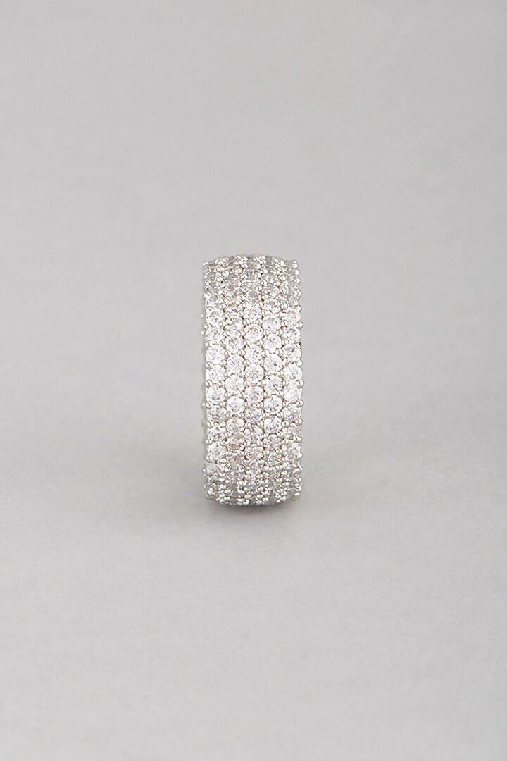 White Finish Faux Diamond Band Ring by Aster at Pernia's Pop Up Shop